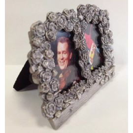 WHOLESALE... mini floral frame PEWTER PICTURE FRAME 1" x 1" Twin  frame (LOT 5)