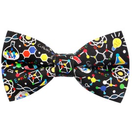 Colorful Fun Pattern Pre-Tied Bow Tie Mens Floral Space Adjustable Bowtie (P Black (Chemistry))