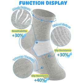 BliBliTaTa Boys Girls Kids Socks Crew Socks Youth Unisex Soft Cotton Seamless Toe Breathable Durable Anti-slip Sole 5 Pack for 4-6,6-8,8-10,10-12,12-14 Years Old Grey Size Medium