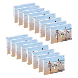 Adboros 2.5’‘x3.5’‘ Acrylic Picture Frames, 16 Pack Small Acrylic Magnetic Photo Frames Double Sided Picture Frames Wallet Size for Desktop Display