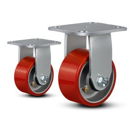 FOVERSWIVE 4"x2" Industrial Casters- Heavy Duty casters,Polyurethane Casters Wheel,Capacity up to 1600 Lb. Use for Platform Truck, U-Boat Cart,Workbenches(2 Rigid)
