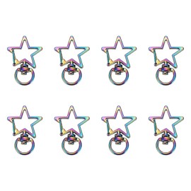sourcing map 8 Pcs Metal Spring Snap Keychain Clip, Star Shape Swivel Snap Hooks Lobster Claw Clasp for DIY Crafts Bag Decoration, Rainbow Color