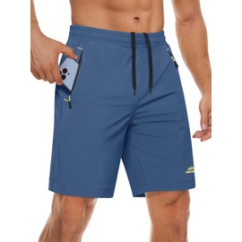 MAGCOMSEN Quick Dry Men Shorts Hiking Shorts Outdoor Summer Shorts Lightweight Stretch Tracksuit Shorts Blue Grey, 34