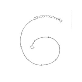 GLANZSTÜCKE MÜNCHEN Women's Bracelet Balls Rhodium-Plated Sterling Silver 17 + 3 cm - Silver Bracelet with Beads in Silver Colour, Silver, Without Stone