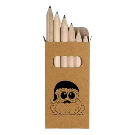 Azeeda 6 x 'Christmas Chubby Frog' Short 85mm Pencils/Coloured Pencil Set (PE00066938)