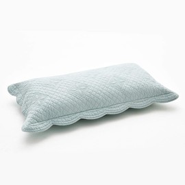 Calla Angel Sage Garden Luxury Pure Cotton Quilted Pillow Sham, King Pillow, 20x36, Light Aqua