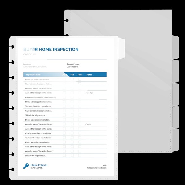 6 Pack 7 x 9.25 Discbound Binder Dividers with Pockets