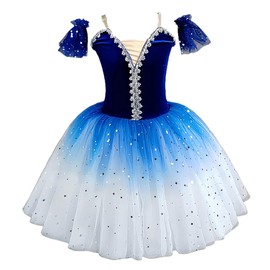 Children's Ballet Skirt, Girls' Dance Dress, Tight Gauze Skirt, Ballet Dancer Costume, Stage Collective Performance Costume (US, Age, 4 Years, 5 Years, Royal Blue 2)