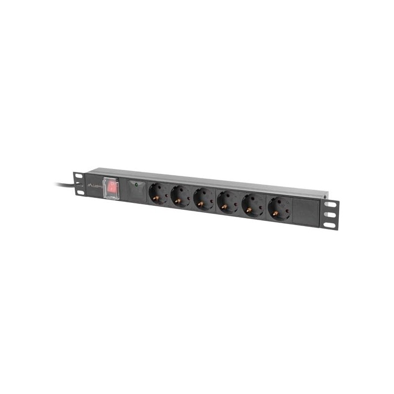 Lanberg PDU 19 Inch 1U 16A 2M 6X Schuko Outlets