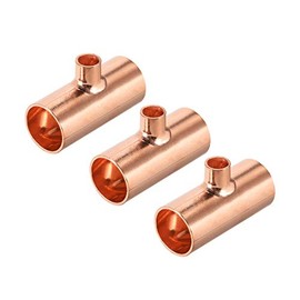 uxcell 5/8-inch X 1/4-inch X 5/8-inch Copper Reducing Tee Copper Pressure Pipe Fitting Conector for Plumbing Supply and Refrigeration 2pcs