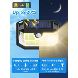 LANSOW LANSOW solar lights for outside with motion detector, 188LED/warm white/2 pieces solar lights for outside, 270 solar lights for outside, IP65 waterproof solar spotlights with motion detector for garden wall