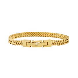Geoffrey Beene Men’s Stainless Steel Double Franco Chain Bracelet with Extension (Gold, 8.5")