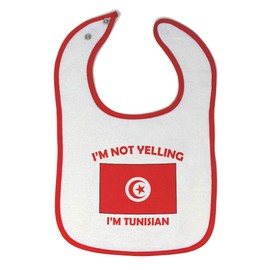Custom Baby Bibs Burp Cloths I'm Not Yelling I Am Tunisian Tunisia Cotton Baby Items for Baby Girl & Boy White Red Design Only