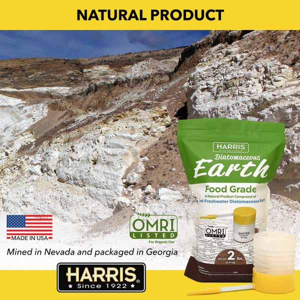 HARRIS Diatomaceous Earth Food Grade, 2lb with Powder Duster Included