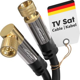 KabelDirekt SAT Cable, Coaxial Cable, Satellite Cable, 90° Angled / Straight, TV Cable with F-Connector, Shielded, Shatterproof Metal Connectors, 1 m (Ideal for HDTV, Radio, DVB-T, DVB-C, DVB-S,