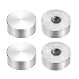 sourcing map M8 Thread 20 mm Diameter Round Shape Aluminium Disc Hardware Pack of 4 Aluminium Circle Disc Glass Plate Adapter for Glass Table