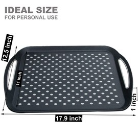 ECOIOU Larger Nonslip Food Serving Tray, 17.9'' x 12'' Grippy Handles Surface Bottom Design, Perfect Trays for Eating, Lap, TV, Couch, Black, Set of 2
