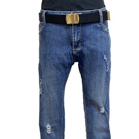 WAUNEE Canvas Belt Web Belt Military Belt Golf Belt Uniform Belt with Brass Buckle and Tip Waist Size Up to 45" Long Brass Buckle (Black)