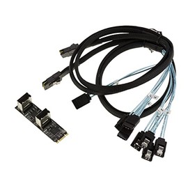 KALEA-INFORMATIQUE M.2 Card 8 Ports SATA 3.0 6Gbps for M2 Port Type PCIe 3.0 M-Key or B+M with Chipset JMB585 JMB575 - With MiniSAS Cables SFF-8087