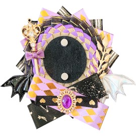 G triger Ita Rosette with Wings for Can Badges, Devil, 57mm, 58mm, Ita Bag, Decoration, Handmade Rosette, Ribbon, Purple