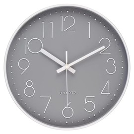 ABENNLY Reloj de Pared,Relojes Pared Cuarzo Silencioso Moderno,Relojes Pared Grandede 12 Pulgadas,Reloj de Cuarzo de Cuarzo Redondo,para Oficina, Hogar, Recámara, Escuela, Sala de Estar. (Gris)