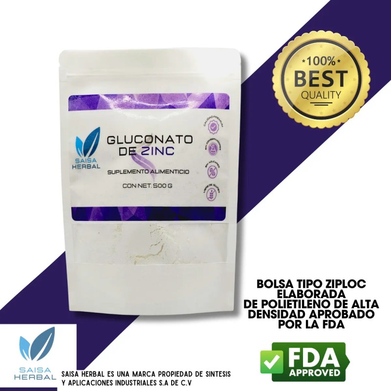Gluconato De Zinc Bolsa Con 500 G.