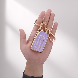 Cute Bling Key Fob Cover for Lexus, Diamond Cut TPU Case with Keychain, Protective Shell for Lexus RX ES GS LS NX RS GX LX RC LC Smart Key Case,Purple