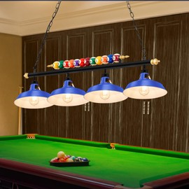 Rossesay Adjustable 4 Light Pool Table Lights for 7'-8' Billiard Light Hanging Pool Table Fixture Lighting Pendant Lamp with Metal Shades for Game Rooms (Bulb Not Included)(Blue)