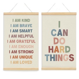 foedor Number Alphabet Poster Hanger Frame, Classroom Reading Corner Wall Decor for Kids Toddlers,Hanging Banner Decor for Nursery Girls Room Play Room, 16x24 Inch,Set of 2