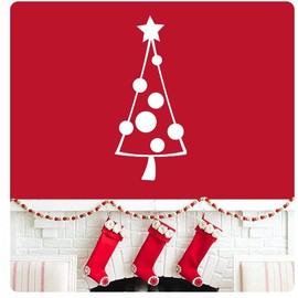 Christmas Tree Outline Wall Decal Sticker Merry Christmas Seasons Greetings Happy Holidays Santa Jesus Sign Color Choices Home Décor