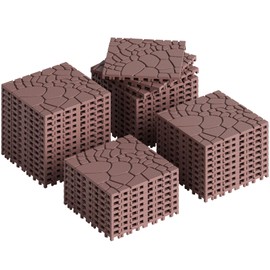 Rovibek 44 PCS Interlocking Deck Tiles, 12" X 12" Plastic Deck Tiles Outdoor Waterproof, All Weather Patio Tiles for Balcony Backyard Poolside Porch, Pavers for Outside Walkway, Pebble Brown