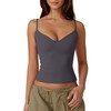 QINSEN Women's Strappy Deep V-Neck Crop Top Slimming Fit Y2K