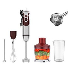 MegaWise Pro Titanium Reinforced 5-in-1 Immersion Hand Blender, Powerful Motor with 80% Sharper Blades, 12-Speed Corded Blender, Including 500ml Chopper, 600ml Beaker, Whisk and Milk Frother home kitchen kitchen appliance - Color: Black