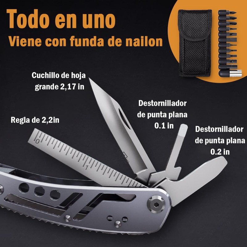 Navaja Multiherramienta Alicates Multiusos, 24 en 1 Multiherramienta Alicates Inoxidable