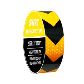 SWRT 2 Inch X 30 FT Reflective Tape Outdoor Waterproof Black & Yellow Reflective Tape Heavy Duty Strong Adhesive Hazard Caution Safety Warning Tape Reflector Conspicuity Tape for Trailer
