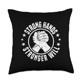 Arm Wrestling Strong Hands Stronger Will Armwrestling Throw Pillow