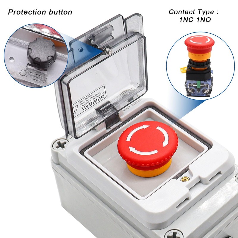 Taiss Emergency Stop Switches 1NC 1NO E-Stop Switches with IP67