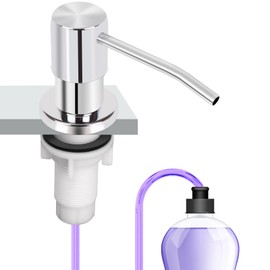 Soap Dispenser Kitchen Sink, Sink Soap Dispenser, 47" Extension Tube kit, Dish Soap Dispenser Pump, No Need More Refills (Chrome)