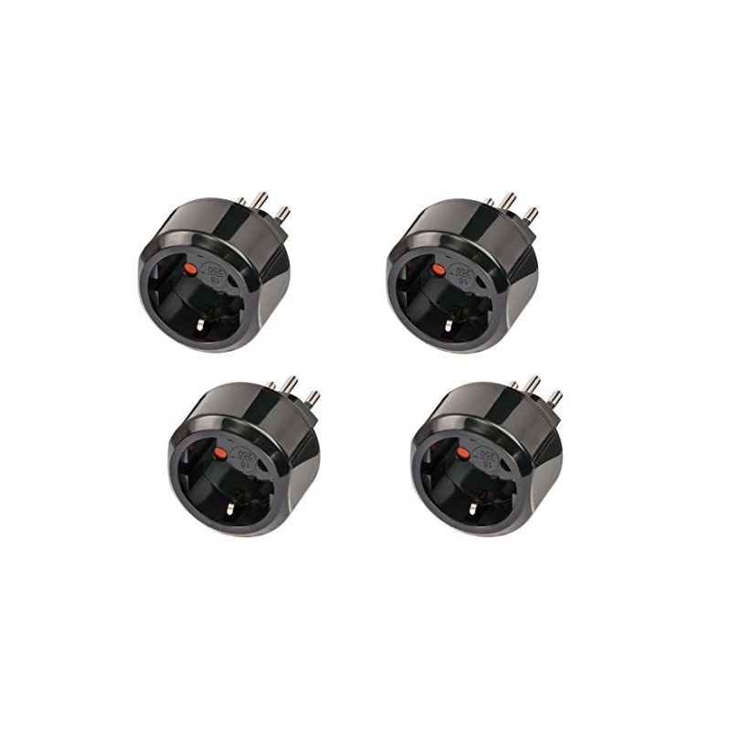 Set of 4 Brennenstuhl earthing contact travel adapters - CH