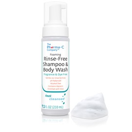 The Pharma-C Company - Foaming Rinse Free Shampoo & Body Wash [6 pack] - Fragrance & Dye Free - Hospital Tested Gentle No-Rinse Formula Leaves Hair & Body Fresh & Clean