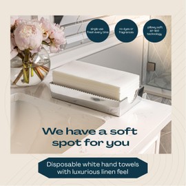 Lintext Disposable Linen-Feel Guest Towels - 12" x 17" Cloth-Like Hand Towels - Soft And Absorbent Paper Napkin For Bathroom, Kitchen, Or Event [Extra-Soft - Pack of 200]