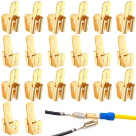 CustomyLife 20 Pcs Piggyback Spade Connectors, 3 Way Adapter Dual Male to Single Female Unisulated Brass Quick Electrical Disconnect Connectors Piggyback Terminals Crimp Terminals Assortment Kit