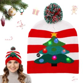 Booaee LED Christmas Hat for Adults, Christmas Hat Children, Santa Hat, LED Hat, Children's Luminous Hat, One Size for Christmas Party, Adults, Children