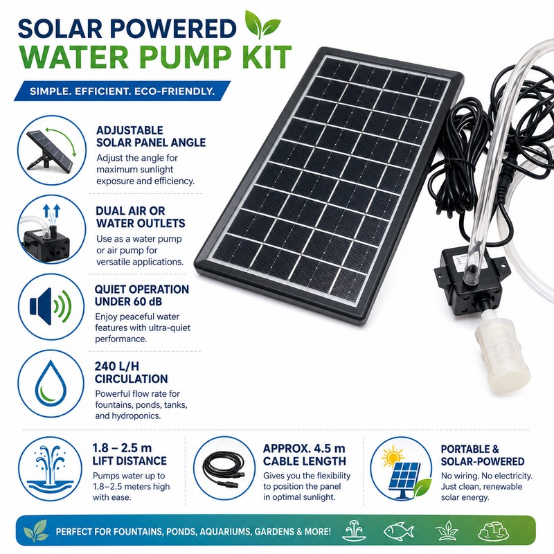 Solar Pond Water Pump for Outdoor Circulation – 9V 6W