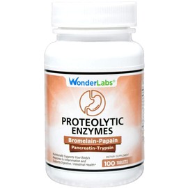 Proteolytic Enzymes | Bromelain Papain Pancreatin Trypsin 550 mg Total with Standardized Amylase, Lipase, and Protease, 100 Tablets