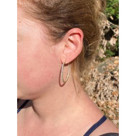 Harlembling 14k Gold Plated Solid 925 Sterling Silver Big CZ Endless Hoop Earrings 1.5"