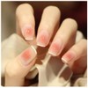 QISANKEE French Short Nails Press on Nails, 24 PCS/Set Pink