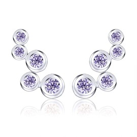 AoedeJ Bubble 925 Sterling Silver Earrings, Cubic Zirconia Ear Climber Earrings, Hanging Earrings for Women Girls Children Clip Earrings Jewellery, Silver Sterling Silver, Cubic Zirconia