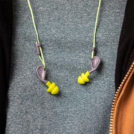 HexArmor SimpleFit Noise Reducing Reusable Foam Guided Earplugs with Cord, High Visibility, Medium/Large, 48 Individually Packaged Pairs