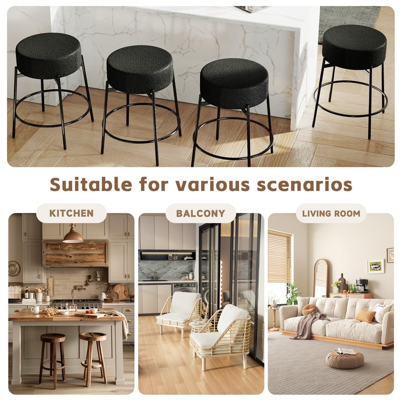 SoarFlash Modern Rotatable Bar Stools Set of 4, 24" Sherpa